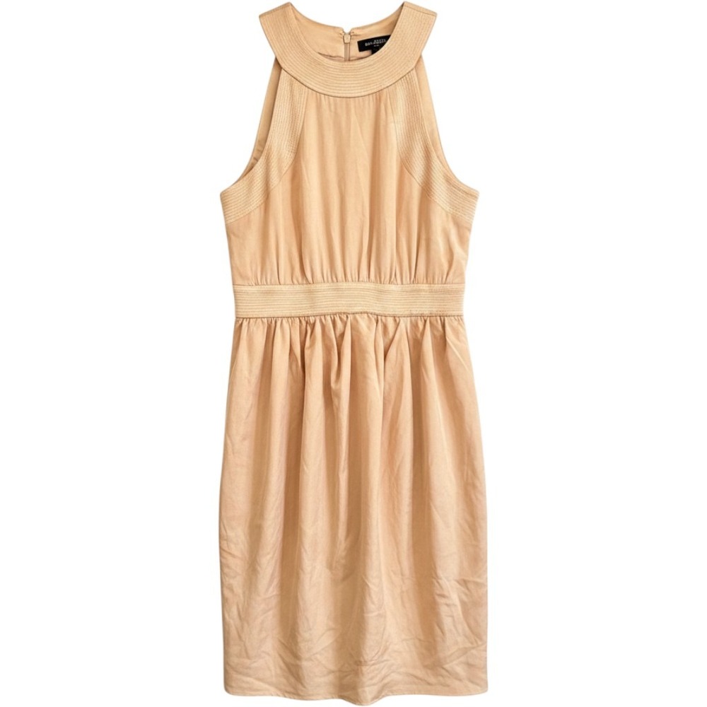 Bebe Vintag XS Gold Satin High Neck Sleeveless Tulip Skirt Cocktail dress